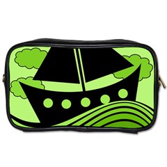 Boat - Green Toiletries Bags by Valentinaart