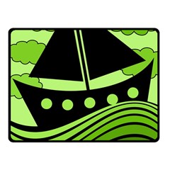 Boat - Green Fleece Blanket (small) by Valentinaart