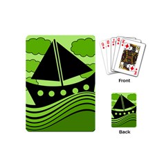 Boat - Green Playing Cards (mini)  by Valentinaart