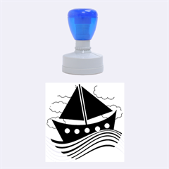 Boat - Green Rubber Round Stamps (medium) by Valentinaart