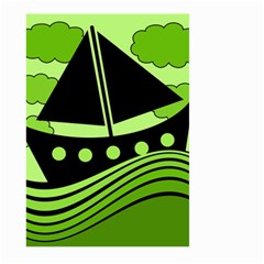 Boat - Green Large Garden Flag (two Sides) by Valentinaart