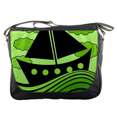 Boat - Green Messenger Bags by Valentinaart