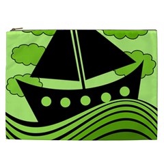 Boat - Green Cosmetic Bag (xxl)  by Valentinaart