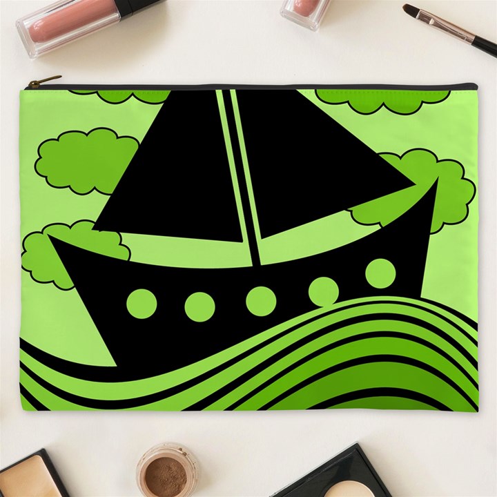 Boat - green Cosmetic Bag (XXXL) 