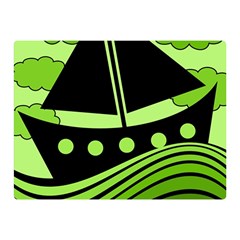 Boat - Green Double Sided Flano Blanket (mini)  by Valentinaart