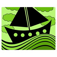 Boat - Green Double Sided Flano Blanket (medium)  by Valentinaart