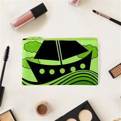 Boat - Green Cosmetic Bag (xs) by Valentinaart