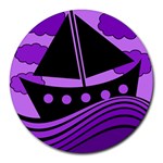 Boat - purple Round Mousepads Front