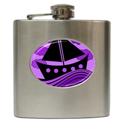 Boat - Purple Hip Flask (6 Oz) by Valentinaart