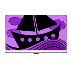 Boat - Purple Business Card Holders by Valentinaart