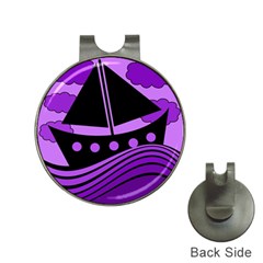 Boat - Purple Hat Clips With Golf Markers by Valentinaart