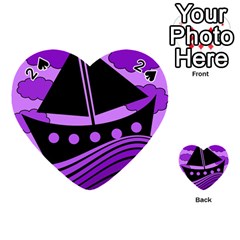 Boat - Purple Playing Cards 54 (heart)  by Valentinaart