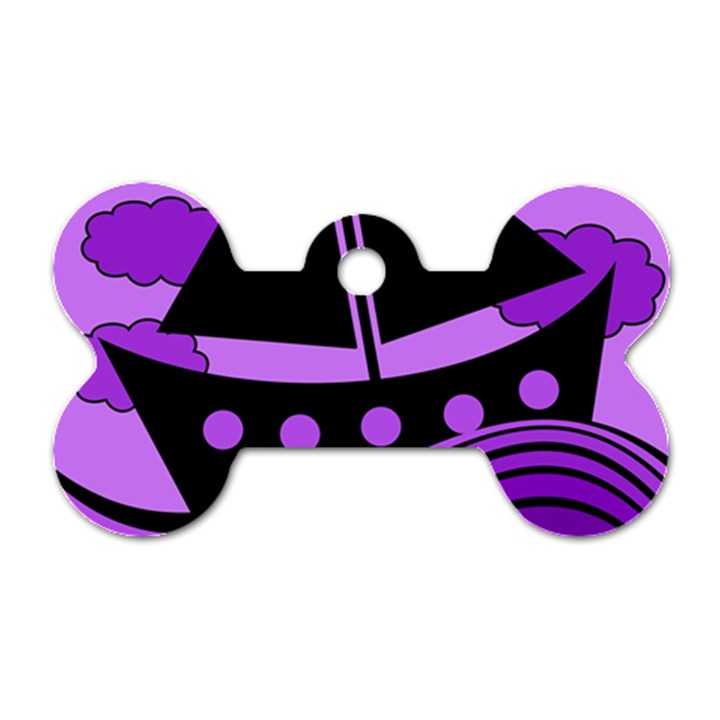 Boat - purple Dog Tag Bone (Two Sides)