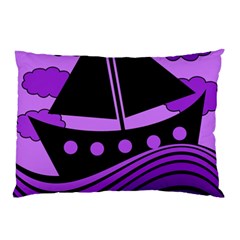 Boat - Purple Pillow Case by Valentinaart