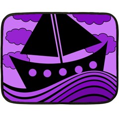 Boat - Purple Fleece Blanket (mini) by Valentinaart