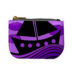 Boat - Purple Mini Coin Purses by Valentinaart