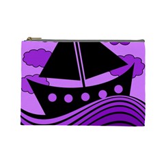 Boat - Purple Cosmetic Bag (large)  by Valentinaart