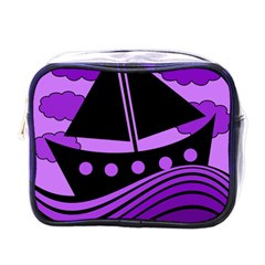 Boat - Purple Mini Toiletries Bags by Valentinaart