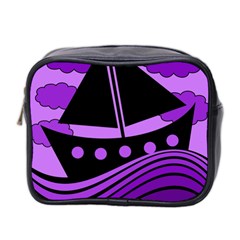 Boat - Purple Mini Toiletries Bag 2-side by Valentinaart