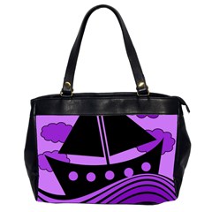 Boat - Purple Office Handbags (2 Sides)  by Valentinaart