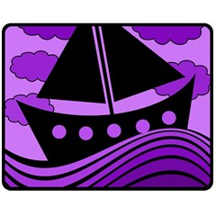 Boat - Purple Fleece Blanket (medium)  by Valentinaart