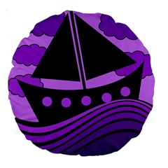 Boat - Purple Large 18  Premium Round Cushions by Valentinaart