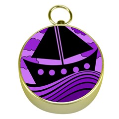 Boat - Purple Gold Compasses by Valentinaart