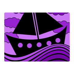 Boat - Purple Double Sided Flano Blanket (mini)  by Valentinaart