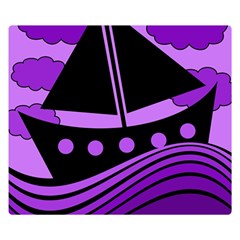 Boat - Purple Double Sided Flano Blanket (small)  by Valentinaart