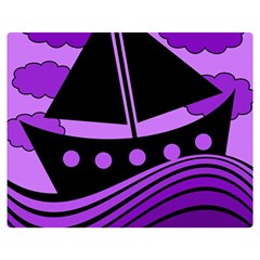 Boat - Purple Double Sided Flano Blanket (medium)  by Valentinaart