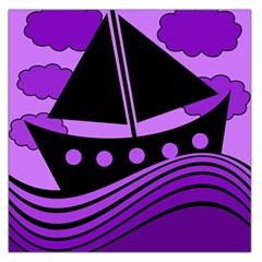 Boat - Purple Large Satin Scarf (square) by Valentinaart