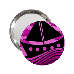 Boat - Magenta 2 25  Handbag Mirrors by Valentinaart