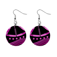 Boat - Magenta Mini Button Earrings by Valentinaart