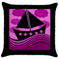 Boat - Magenta Throw Pillow Case (black) by Valentinaart