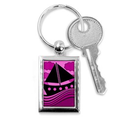 Boat - Magenta Key Chains (rectangle)  by Valentinaart