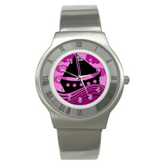 Boat - Magenta Stainless Steel Watch by Valentinaart