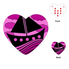 Boat - Magenta Playing Cards (heart)  by Valentinaart