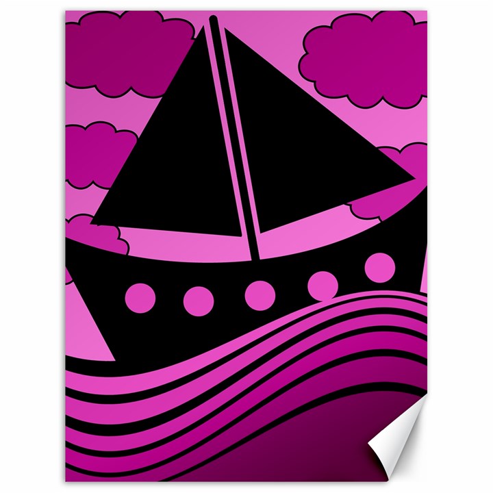 Boat - magenta Canvas 18  x 24  