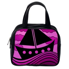 Boat - Magenta Classic Handbags (one Side) by Valentinaart