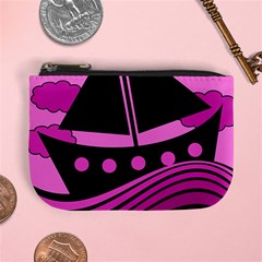 Boat - Magenta Mini Coin Purses by Valentinaart