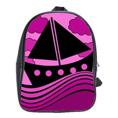 Boat - Magenta School Bags(large)  by Valentinaart