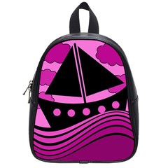 Boat - Magenta School Bags (small)  by Valentinaart