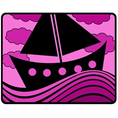 Boat - Magenta Fleece Blanket (medium)  by Valentinaart