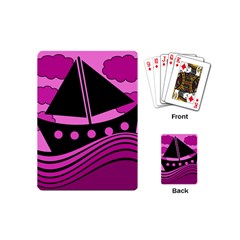 Boat - Magenta Playing Cards (mini)  by Valentinaart