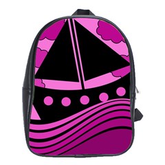 Boat - Magenta School Bags (xl)  by Valentinaart