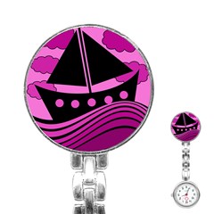 Boat - Magenta Stainless Steel Nurses Watch by Valentinaart