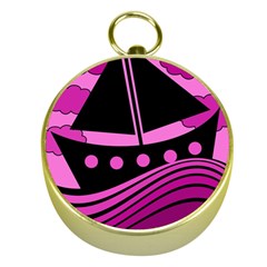 Boat - Magenta Gold Compasses by Valentinaart