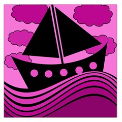 Boat - Magenta Large Satin Scarf (square) by Valentinaart