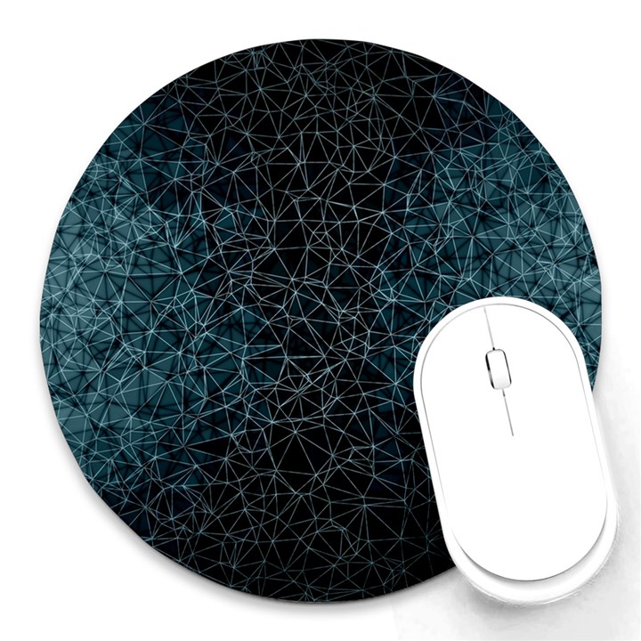 Polygonal And Triangles In Blue Colors  Round Mousepads