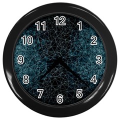 Polygonal And Triangles In Blue Colors  Wall Clocks (black) by vanessagf